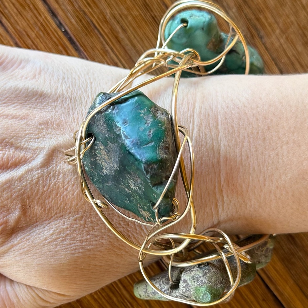 Kazuko Oshima Bracelet with Green Tibetan Turquoise - Picture 8 of 9